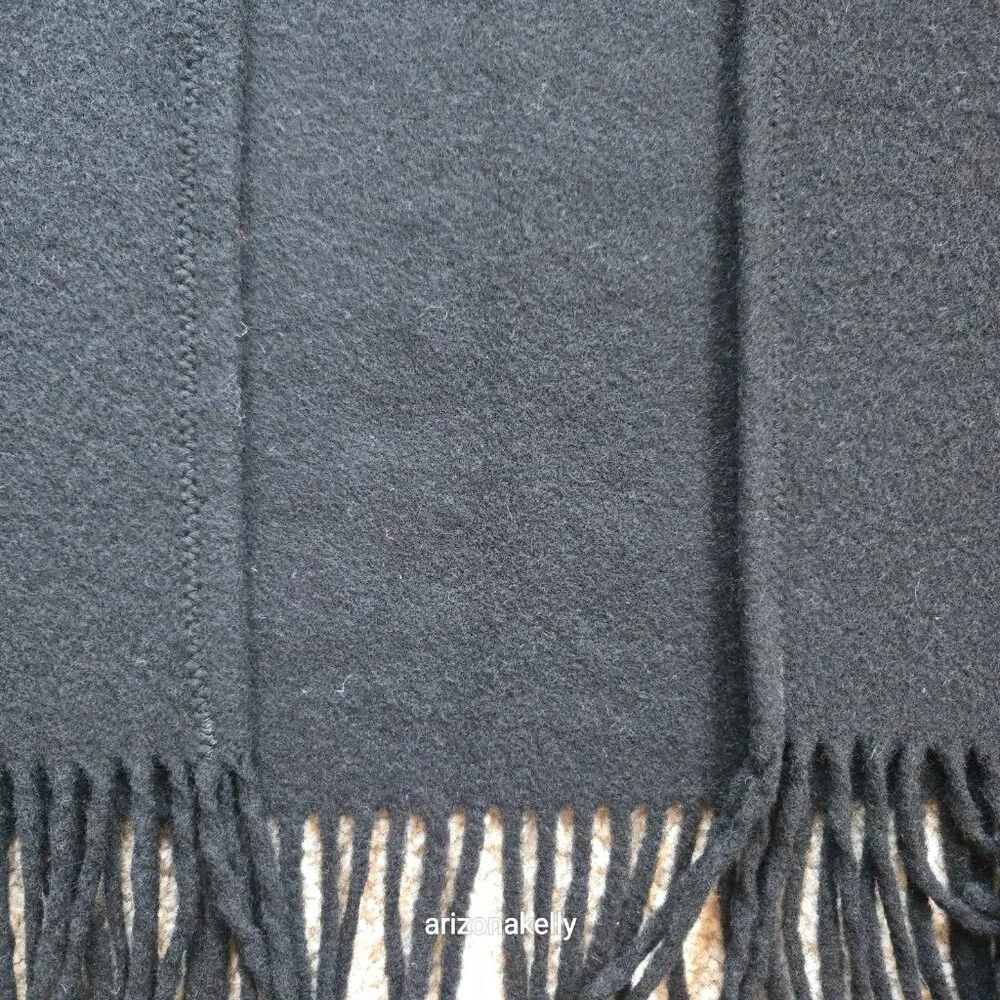 Oversized THICK Wool Wrap Flawless Black Fringe Men's Tall Plus - Picture 3 of 15